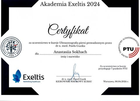 Akademia Exeltis 2024 — kurs „Ultrasonografia piersi”, Warszawa — dr n. med. Paweł Guzik, kierownik naukowy kursu