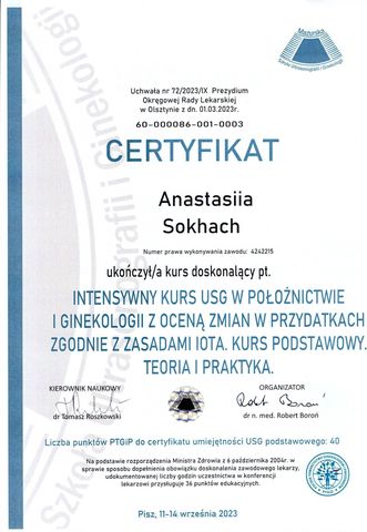 Intensywny kurs USG w położnictwie i ginekologii z oceną zmian w przydatkach zgodnie z zasadami IOTA — kurs podstawowy, Pisz — Mazurska Szkoła Ultrasonografii i Ginekologii