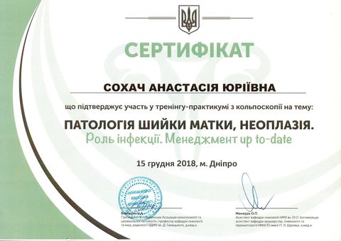 Тренінг-практикум з кольпоскопії «Патологія шийки матки, неоплазія. Роль інфекції», Дніпро — ГО «Українська Асоціація кольпоскопії та цервікальної патології»