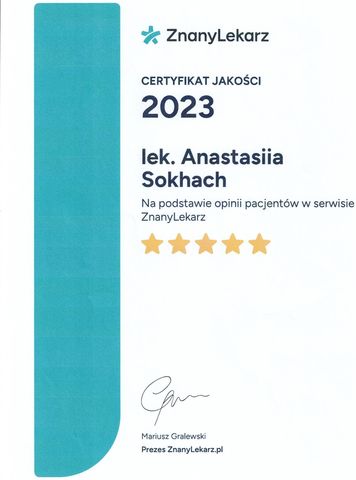 Certyfikat Jakości 2023 — ZnanyLekarz.pl